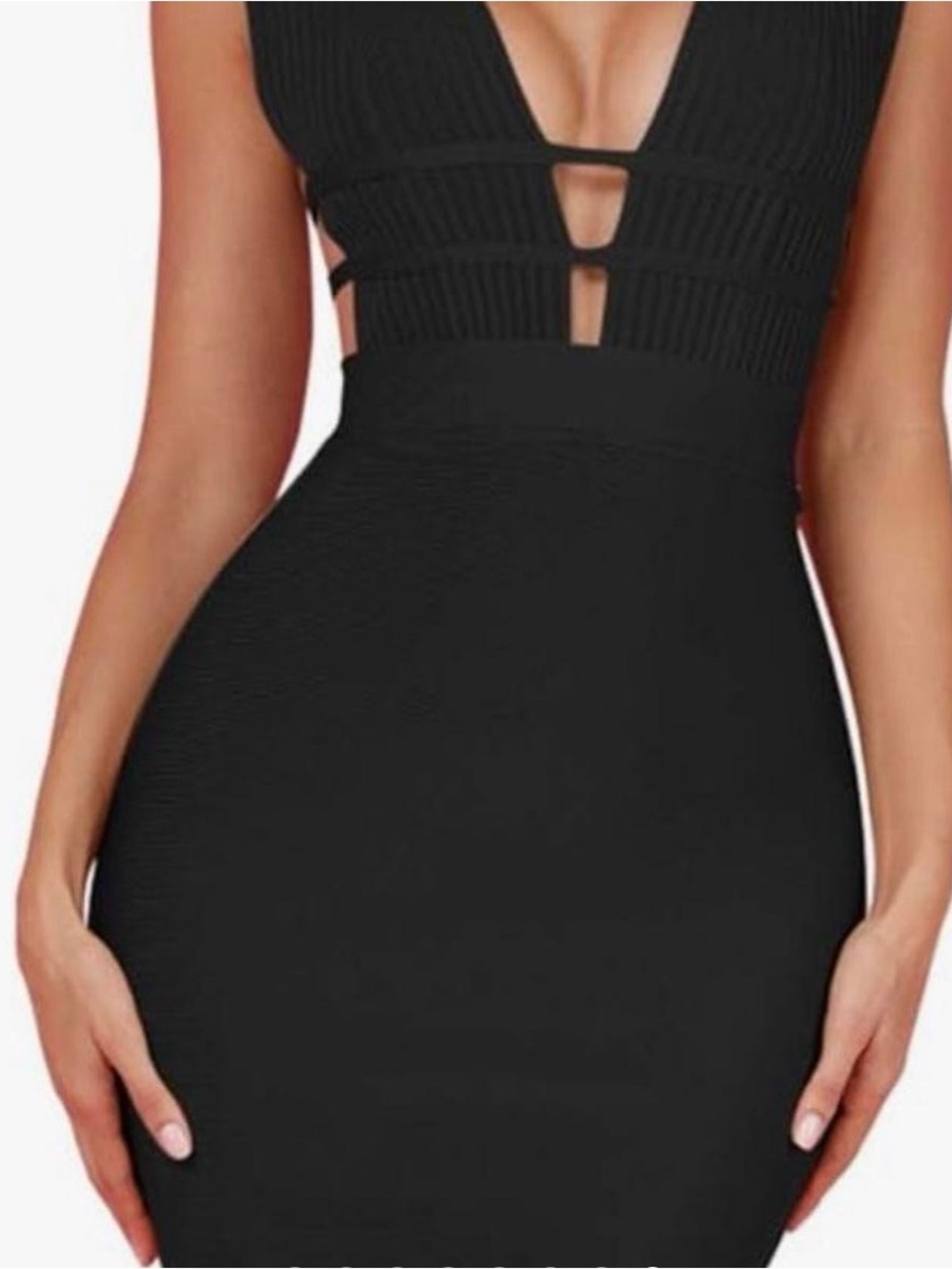 Strapless Black Cutout Bodycon Dress